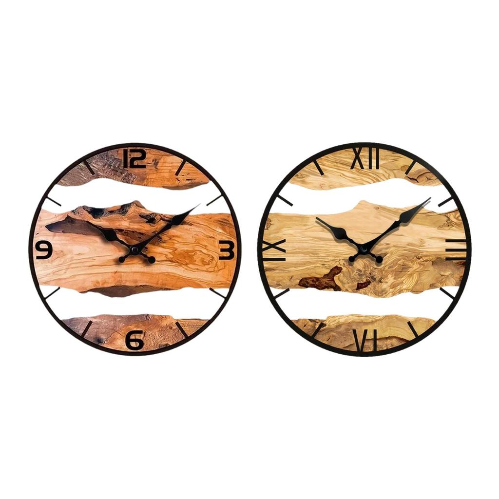 Rustic Wood Wall Clock Silent Non Ticking Stylish Analog Clock Wall Decor for Bedroom Kitchen Office