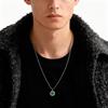 Round Pendant Necklace for Men Boys,Stainless Steel Tiger Eye Natural Stone Pendant Necklaces,Hip Hop Jewelry Gifts