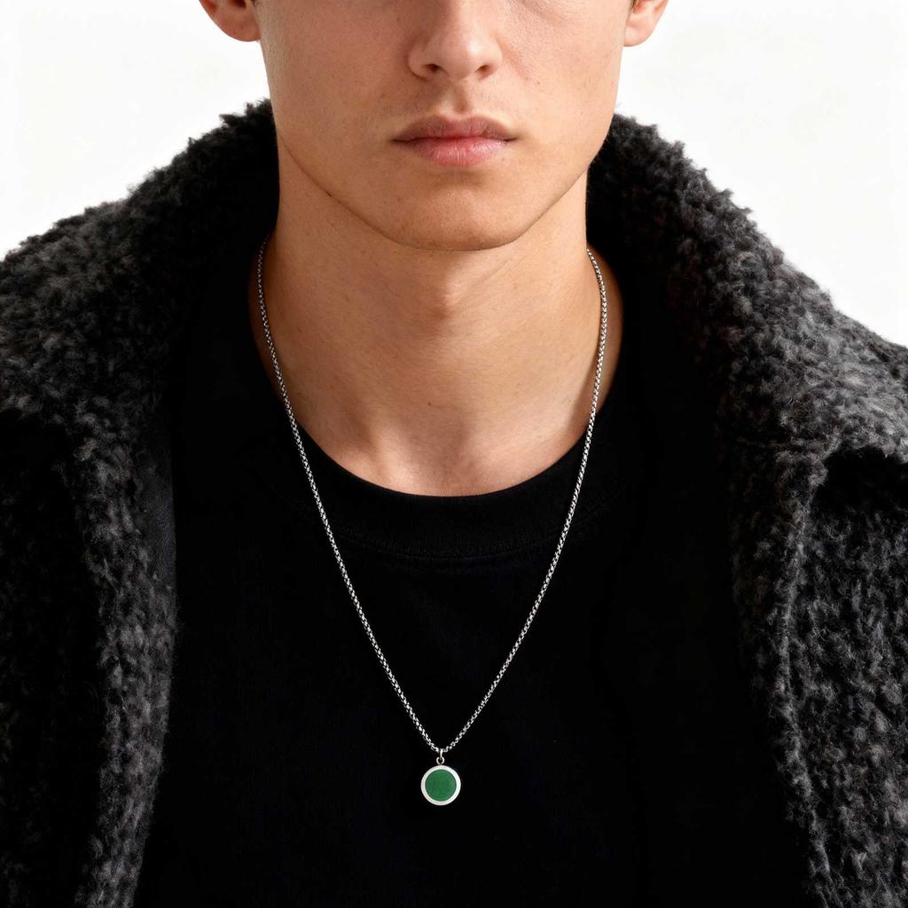 Round Pendant Necklace for Men Boys,Stainless Steel Tiger Eye Natural Stone Pendant Necklaces,Hip Hop Jewelry Gifts