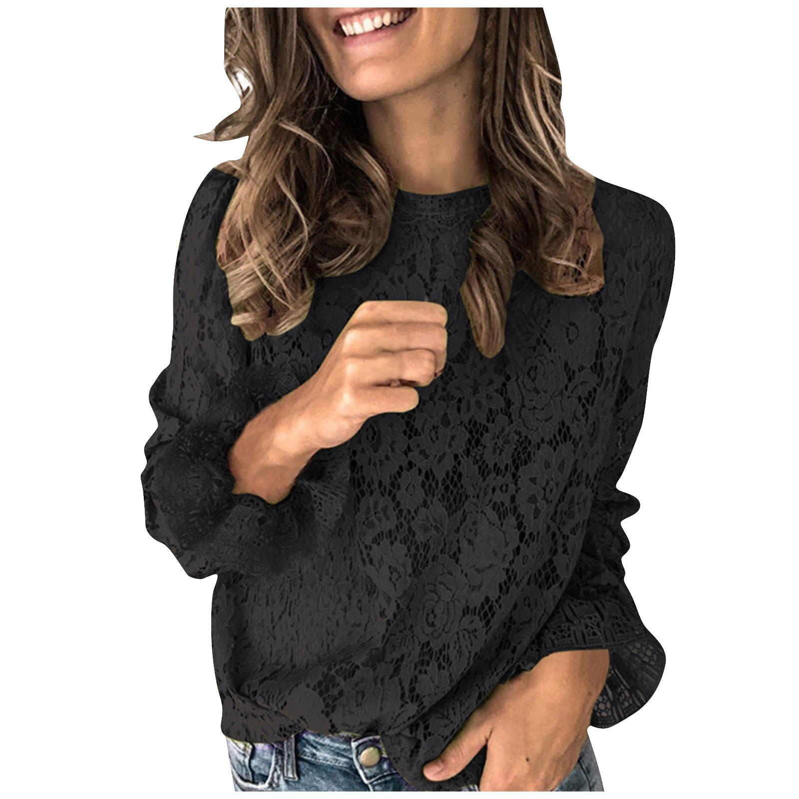 Женский пуловер с круглым вырезом — фото 3