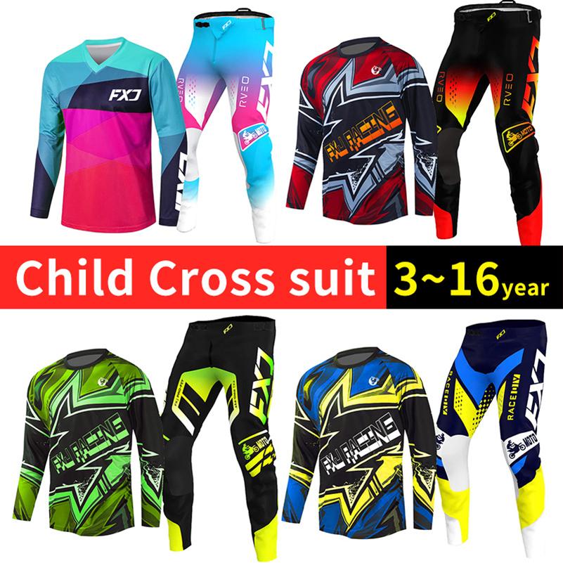 Motocross dişli seti çocuklar için 4 5 6 7 8 9 10 11 12 13 yaş Genç çocuk Motosiklet erkek kız Jersey Pantolon Kitleri yarış kıyafeti Off-road Enduro MX MTB