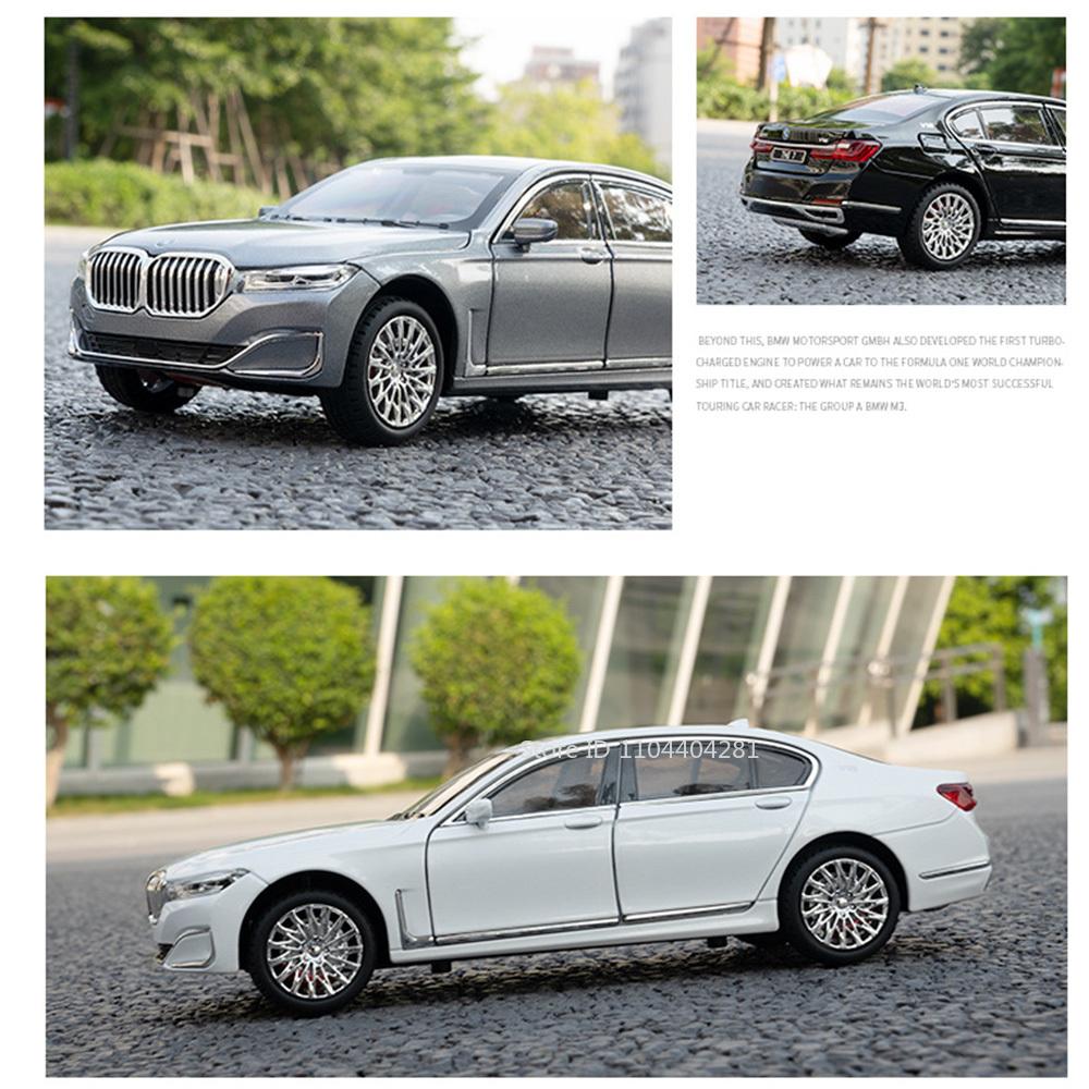 1:24 THE 7 760Li Model I5 M60 Alloy Diecast Car Toys 6 Doors Opened Sound Light Pull Back Miniature Vehices Boy's Birthday Gifts