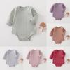 Baby Cotton Long Sleeve Footed Romper With Bone Free Jacquard Design For Newborns And Infants