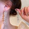 New Trendy Silver Needle Long Tassel Crystal Leaf Ear Hook Female Zircon Ear Hook Female Earrings