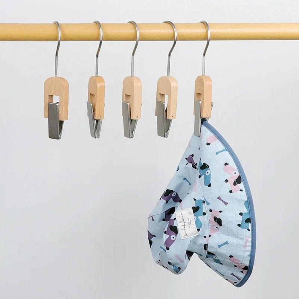 Hanging Clothes Clip Gold/Silver Hat Hangers Creative Solid Wood Single Clip Store