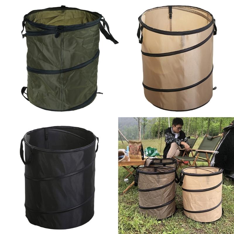 Folding Camping Trash Can Garden Garbage Bag Reusable Yard Waste Bag Portable Garbage Bin Container Enduring