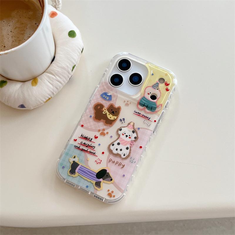 Colorful Polka Dot Puppy Case for iPhone 17/16 Pro Max/15/14 - Cute and Stylish Cover for Girls