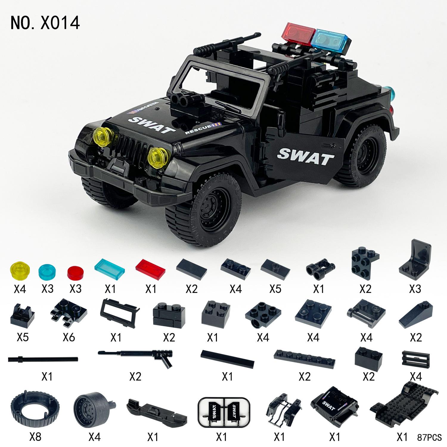 X014 Детские строительные блоки полицейского джипа «Буря в пустыне» — фото 5
