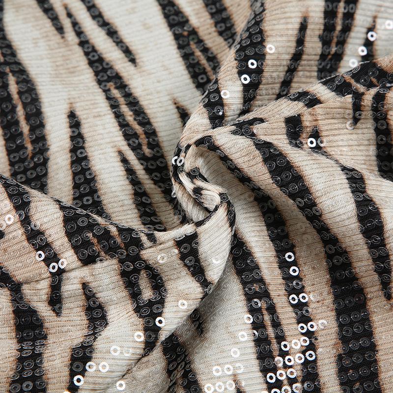Slim Low-Waist Zebra Print Sequin Shorts - European & American Street Style Hip-Hugging Ultra-Shorts