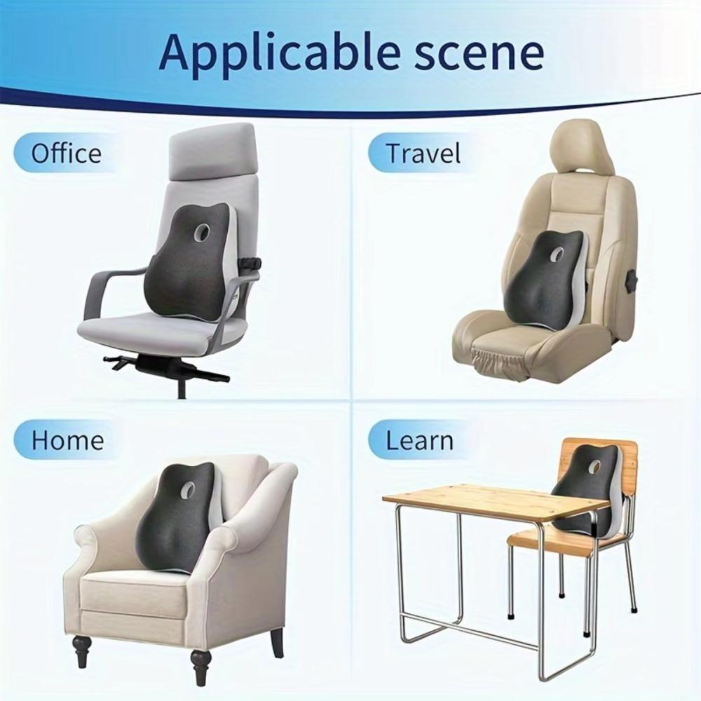 Memory Foam Massage Lumbar Support Pillow Back Pain Relief Non-Slip Chair Cushions Adjustable Straps Improve Posture