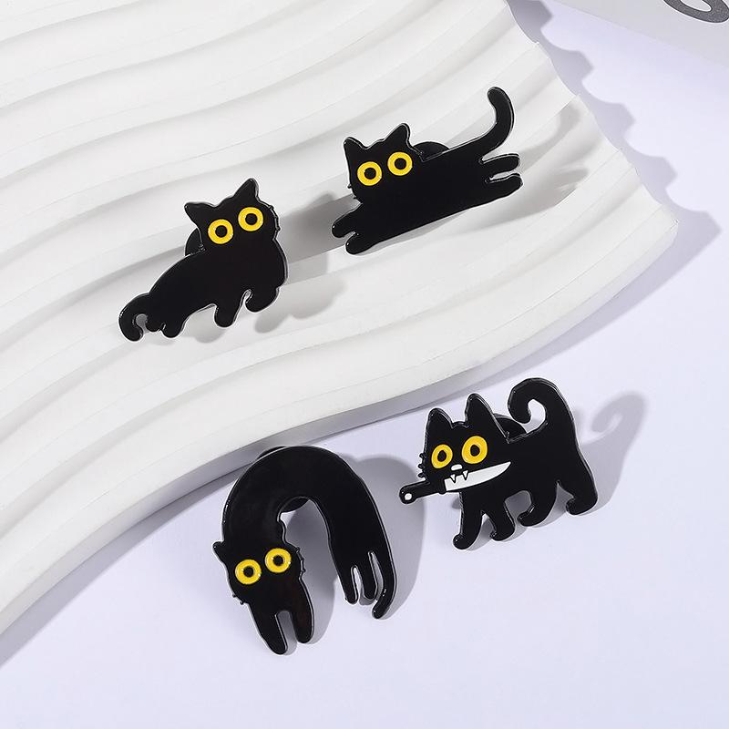 Japanese Cartoon Black Cat Series Alloy Brooch Metal Badge Lapel Pins Badges On Backpack Pines