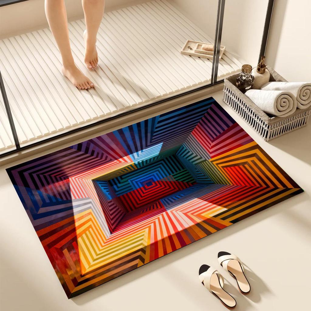 Geometric Dirt-Resistant Entrance Floor Mat - Easy To Clean & Wear-Resistant, Decorative Entryway Foot Mat