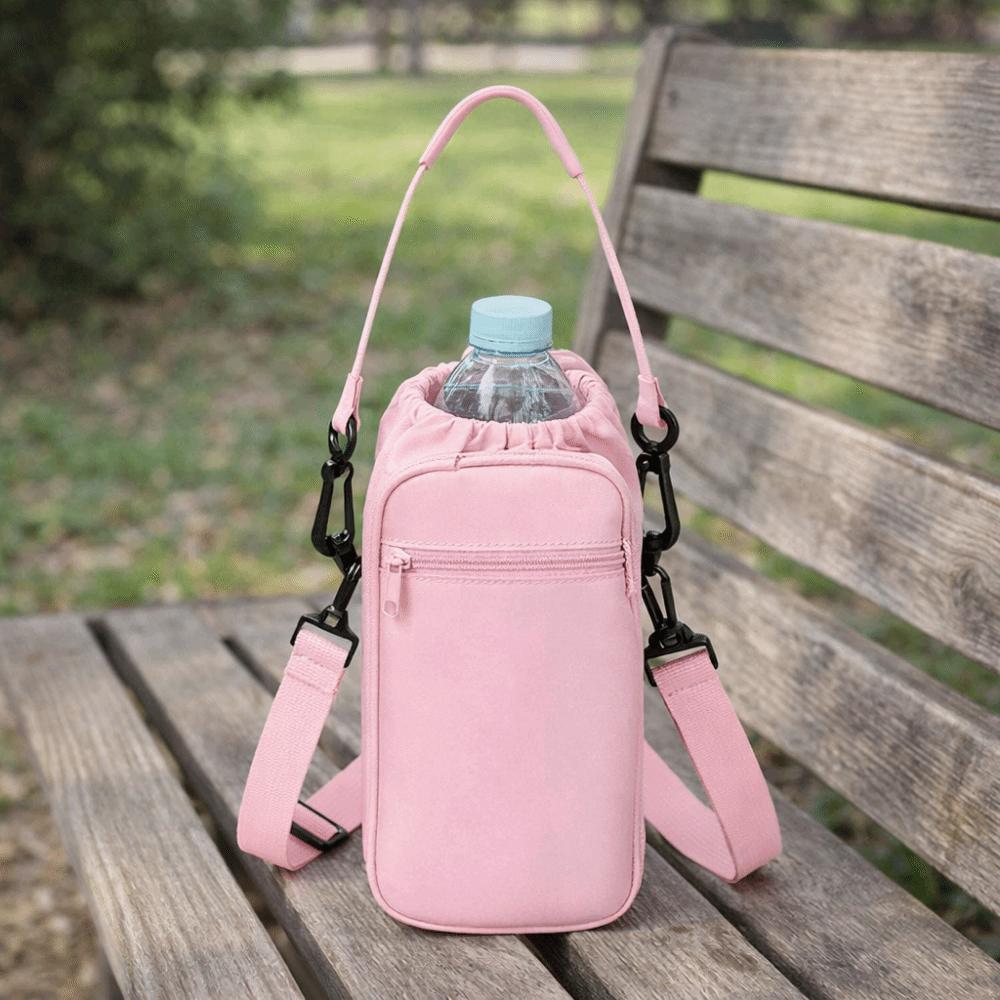 Adjustable Shoulder Strap Crossbody Water Bottle Bag Insulation Water Bottle Carrier Bag  Walking