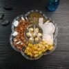 Creativity Flower Shape Acrylic Dried Fruit Box Living Room Four Grid with Cover Food Storage Transparent Amber Snacks Plate
