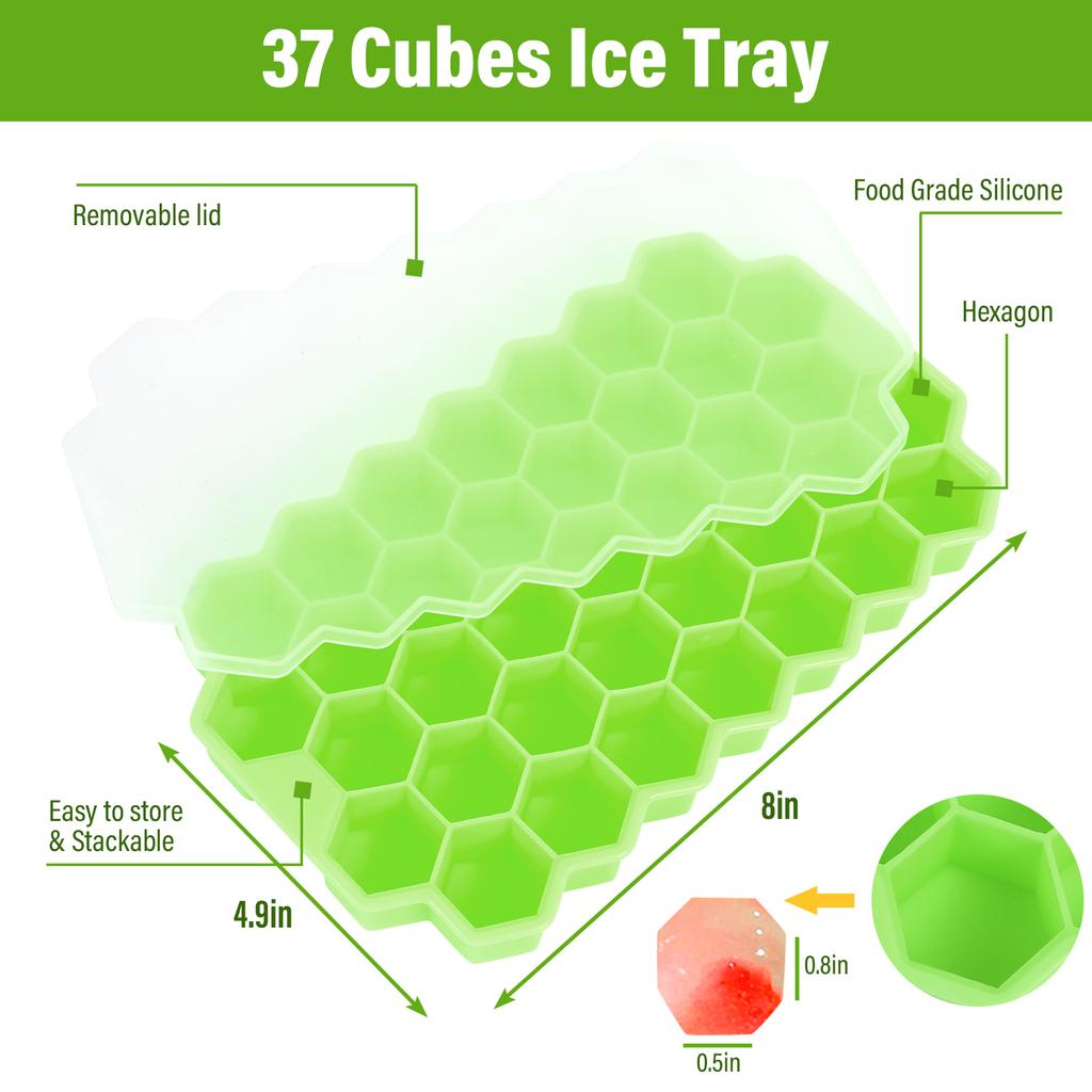 37 Cavity Honeycomb Ice Cube Trays Reusable Silicone Ice Cube Mold Bpa Free Ice Maker With Removable Lids Creative 13 Cavity