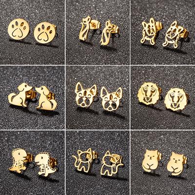 Trend süße Ohrstecker mit Hundepfote für Frauen und Kinder, Mode, Metall, Bulldogge, Schäferhund, Ohrringe, kleine Kätzchen, Katzenohrpiercing, Brincos