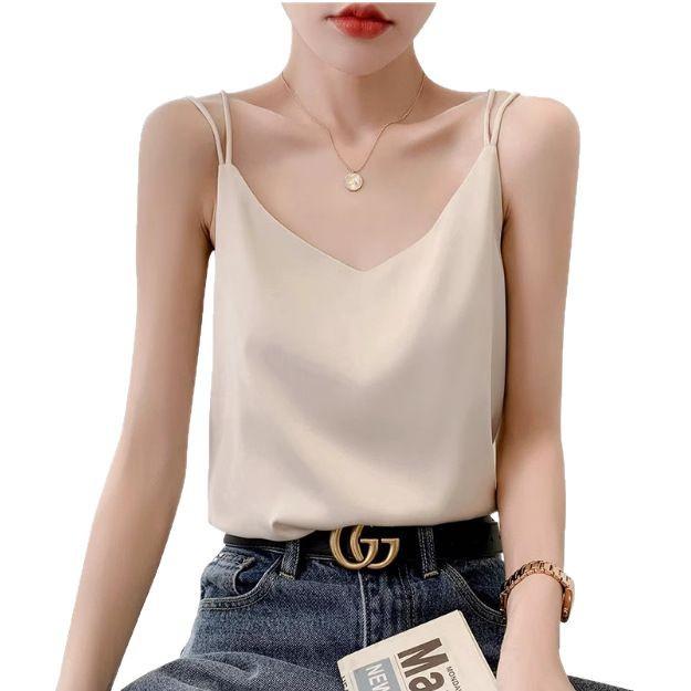 2025 Damski Biały Satynowy Top na Ramiączkach - Imitacja Jedwabiu, Piękne Plecy, Letnia Warstwa