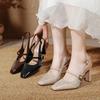 Baotou Sandals Mary Jane High Heels Thick Heel Summer Square Head Word with Empty Shoes