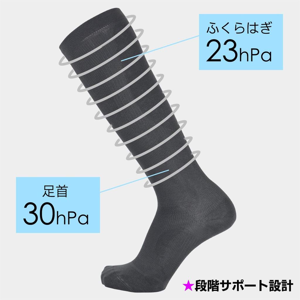 NAIGAI Men's Business Compression Knee-High Socks - Arch-Fit Support, Ankle 30hPa/Calf 23hPa, Black, Japan Size M-L