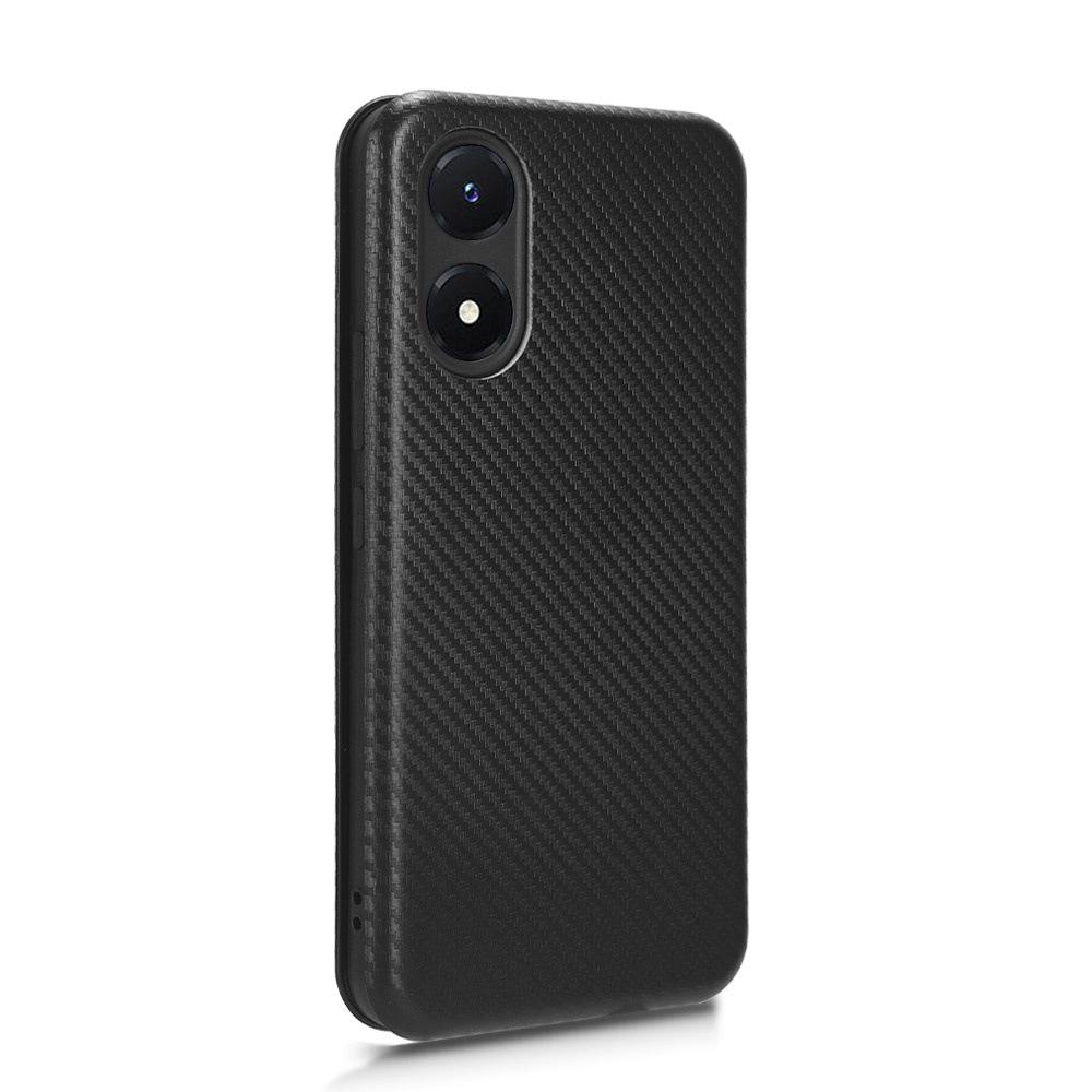 VIVO Y02S Carbon Fiber Multi-Card Euro-Asia Leather Flip Phone Case