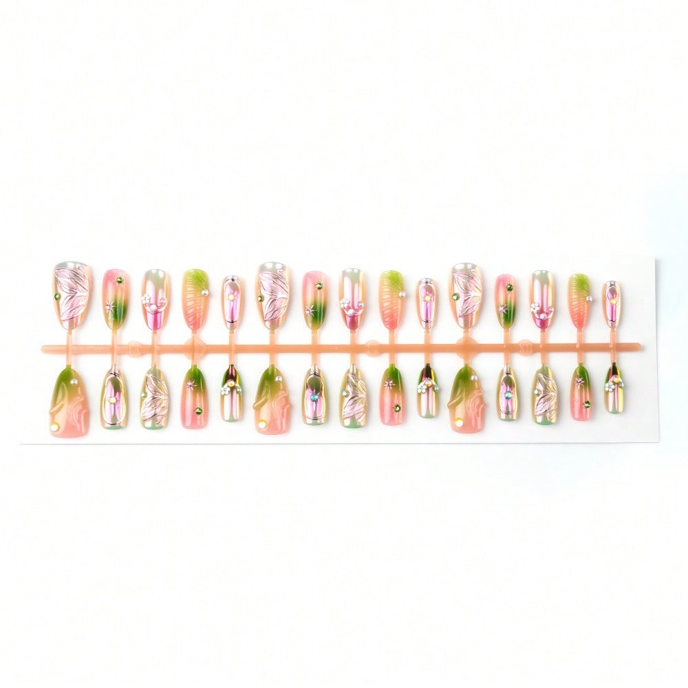 30 Stück Premium Lila Aurora Vergoldet 3D Dreidimensional Schmetterling Blume Mandel Trage Nagel Handgemacht Diamant Nagelkunst