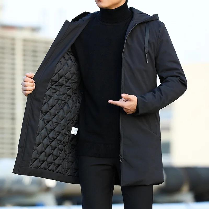 Autumn Winter Men's Trench Coat Male Windbreaker Outerwear Man Coat Men Casual Thicken Warm Hooded Parkas Men Jackets