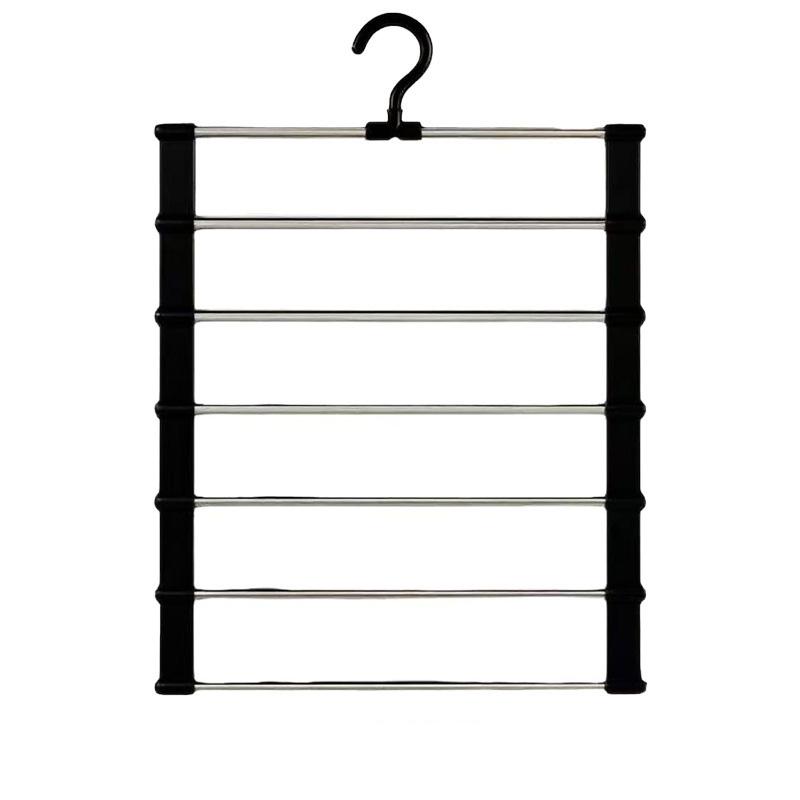 

1pc 7 Tier Stainless Steel Pants Rack Durable Sturdy Magic Hanger For Closet Organization Trousers Scarf Towel Holder чорний