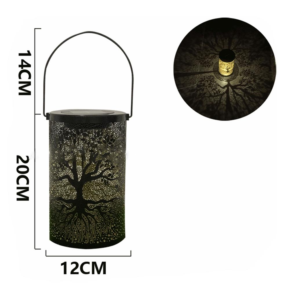 Solar Tree Lanterns Outdoor Waterproof Hanging Solar LED Lights Hollow Out Retro Metal Lantern For Garden Yard Patio Landscape Decor