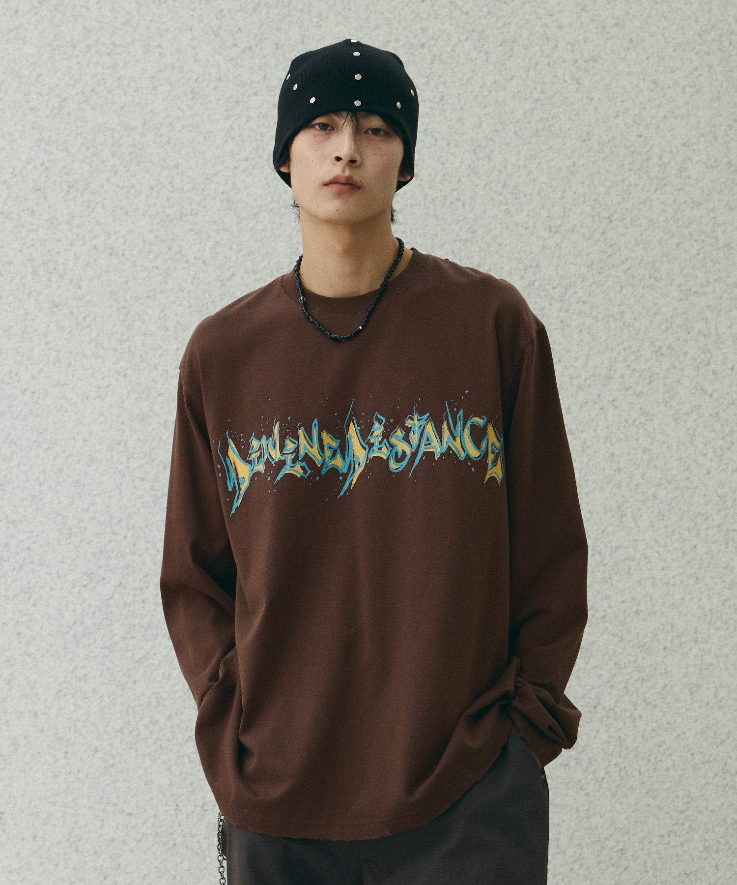 Divine Distance Vintage Graffiti Long Sleeve [Brown] M