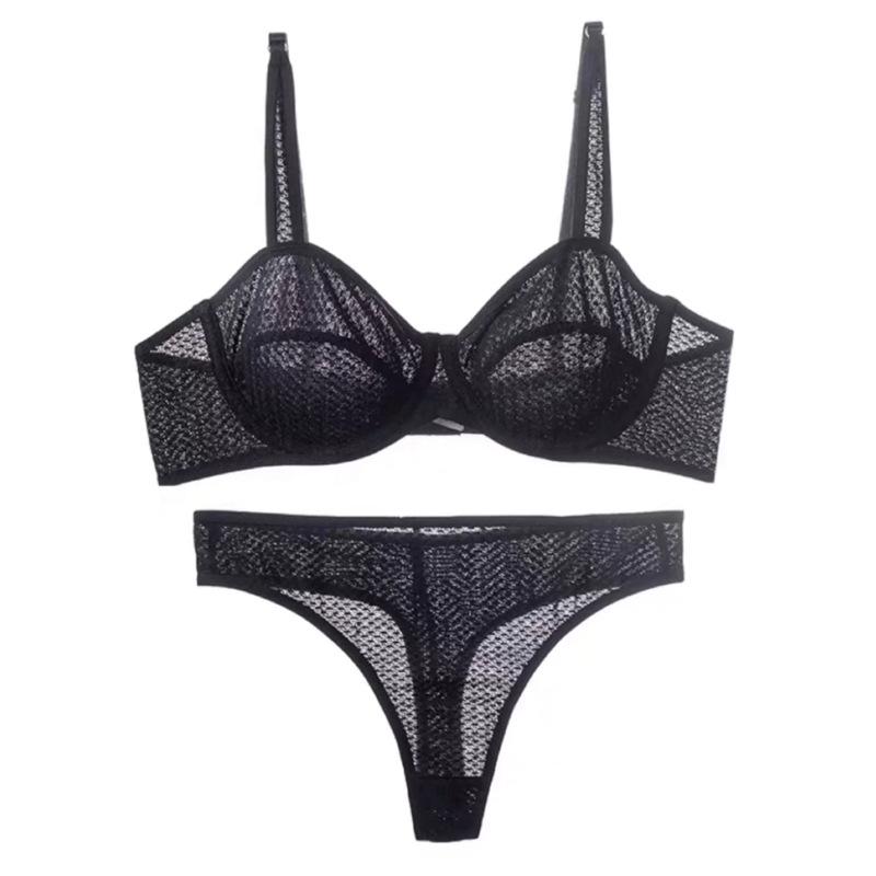 Şeker Renk iç çamaşırı seti Kadınlar için Yaz Ultra Ince Push Up Sütyen Seti Fransız Seksi Bralette Dantel Kumaş Nefes Sütyen Tanga Setleri