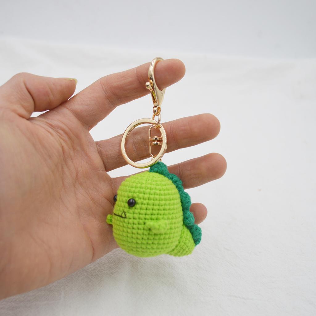 Handmade Crochet Dinosaur Keychain Pendant Wool Yarn Knitted Animal Crafts Crochet Toys Christmas Gifts Home Room Decoration