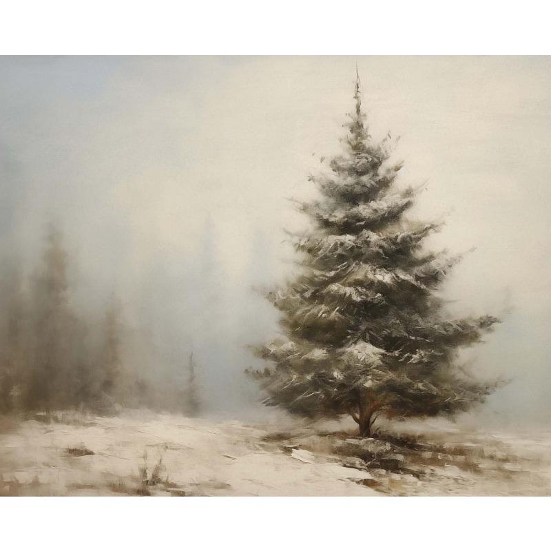 Vintage Winter Snow Scenery Pine Tree Posters and Prints Canvas Printing Wall Art Picture for Living Room Home Decoration