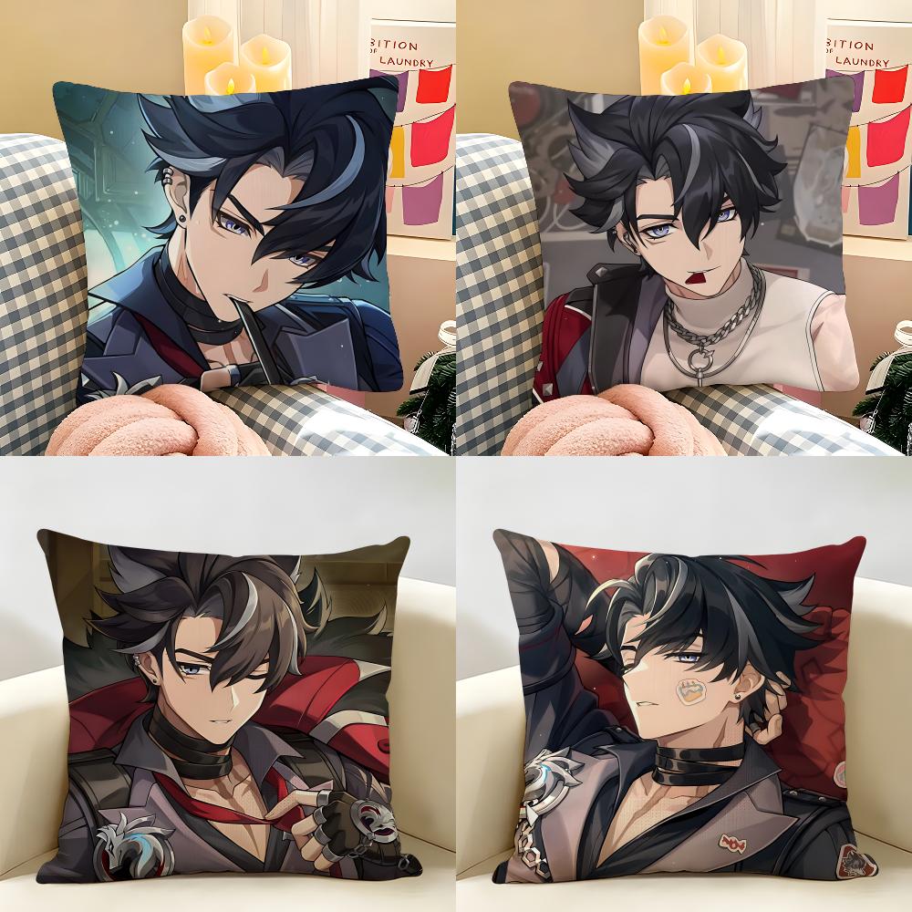 Wriothesley Genshin Impact Cushion Cover Natural Linen Organic Fabric DoubleSided Printing Room Sofa Decor Pillow Case
