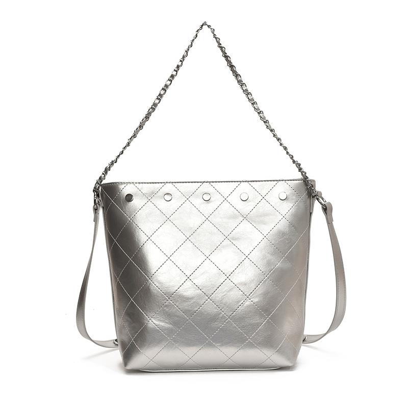 2025 summer new retro stray bucket bag rhombus chain large capacity tote bag versatile messenger shoulder bag