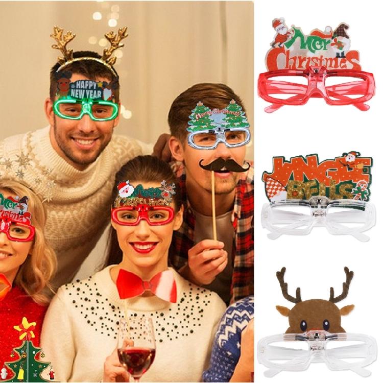 New Year Glasses Christmas Glowing Glasses Photo Props for Kids Teens Adult