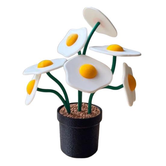 Potted Omelets Tree 3D Printed Omelette Flower Pot Ornament Desk Artificial Potted Plant for Home Living Room Garden Decor