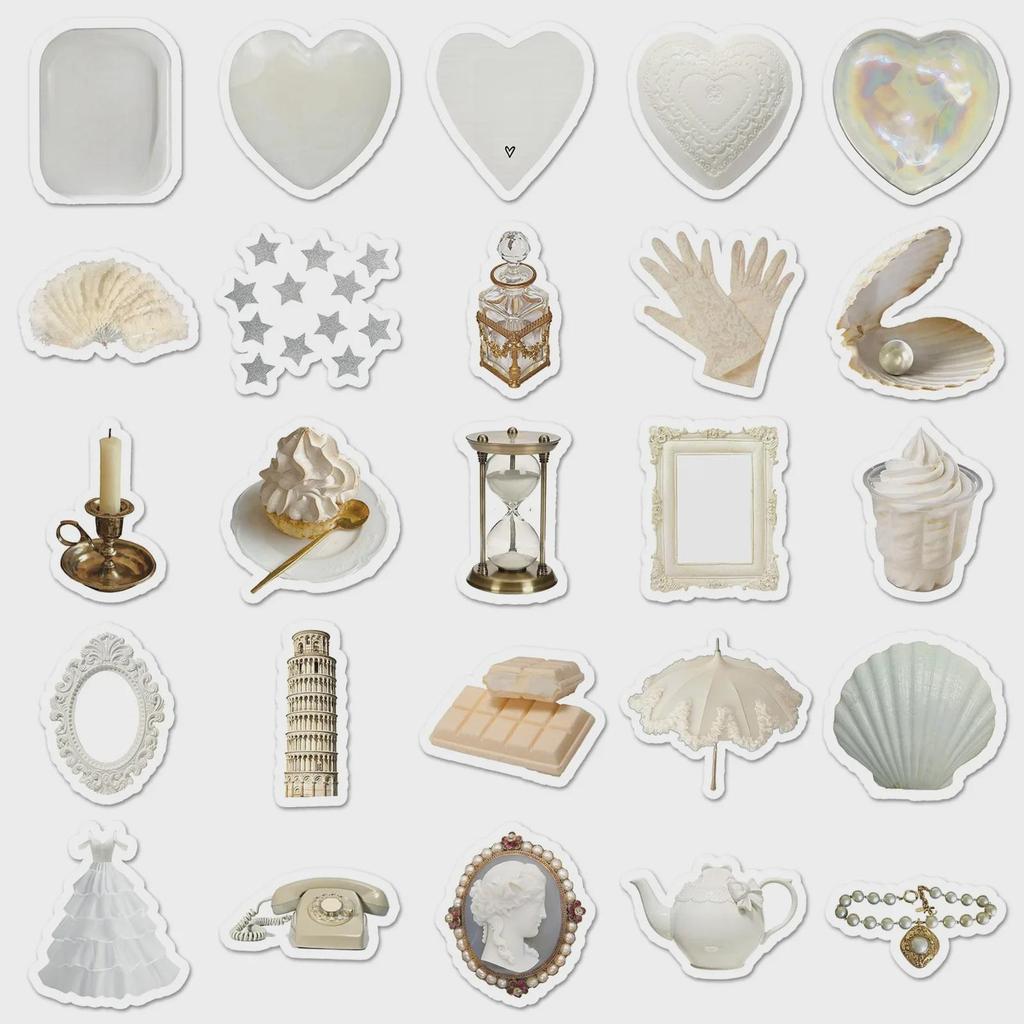 Valiz Dekorasyonu İçin 50 Beyaz Graffiti Çizgi Film Çıkartması