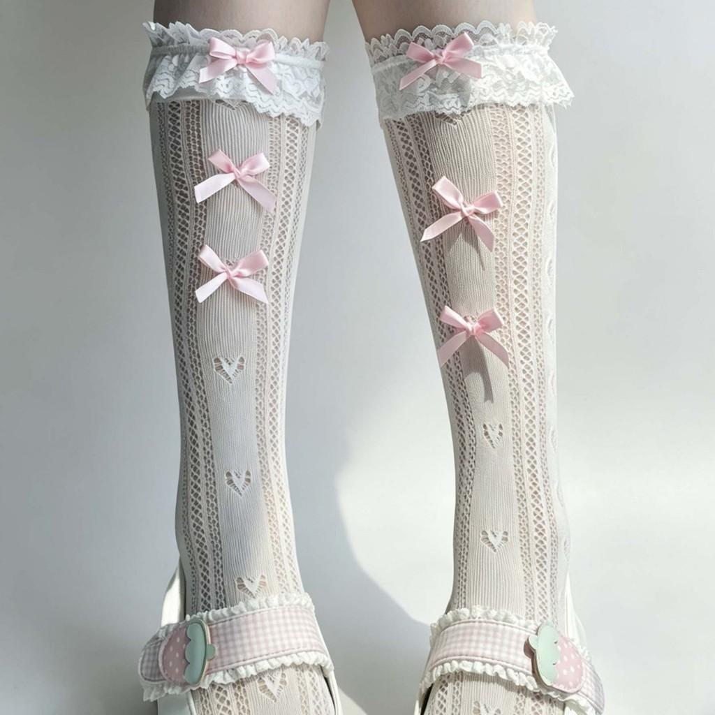 Lolita Socks With Lace Bows For Women Summer Fashion Cotton Blend