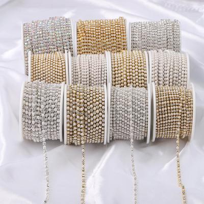 0,91 Meter Dichte Flatback Strass Kette Kupfer Aufnäher Strass Trim DIY Zubehör