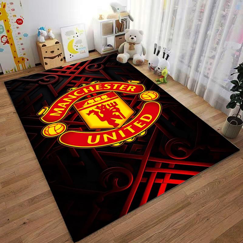 "Tappeto Logo Manchester United, Tappeto Decorativo Rosso e Nero per Tifosi di Calcio" Adatto per l'uso come antiscivolo per soggiorno, camera da letto, divani