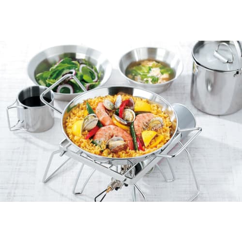 Kakusei Paella Pan, 20cm X 3.5cm, Direct Heat, Induction, Oven Compatible, Stainless Steel, Outdoor/Camping PP-14