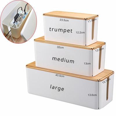 Kabelaufbewahrungsbox aus Holz, Stromleitung, Drahtmanagement-Organizer, Anti-Staub-Steckdosenleiste, Ladegerät, Steckdose, Netzwerkleitung, Aufbewahrungsbehälter