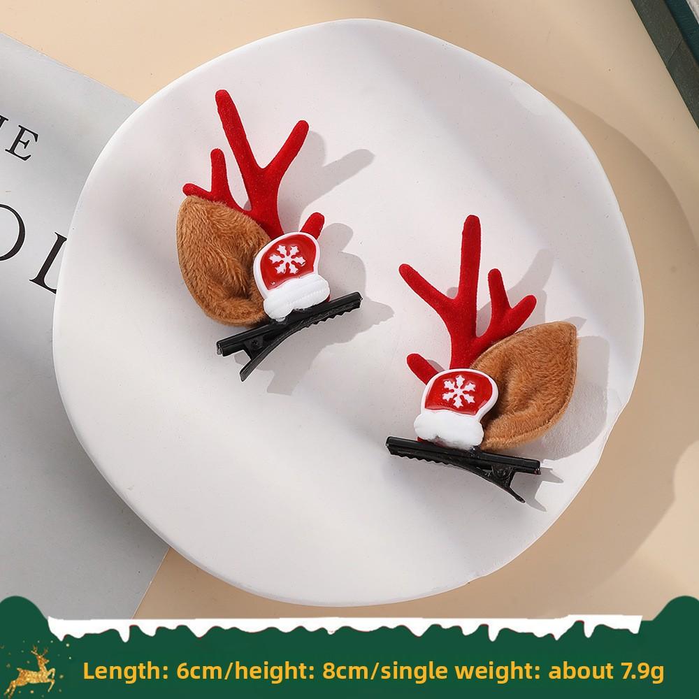 Christmas Antler Hair Clips New Year Hair Clips Elk Antler Duckmouth Hair Clips Cute and Sweet Headwear