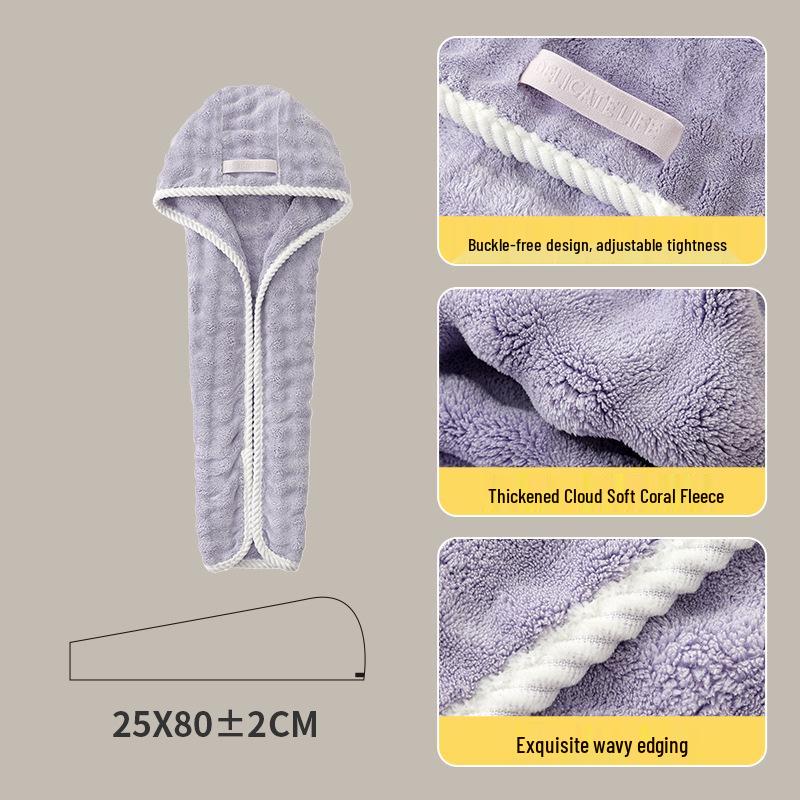 2026 Women's Super Absorbent Quick-Dry Bubble Fleece Hair Cap - No Blow Dry Needed, Thickened Bath Head Wrap