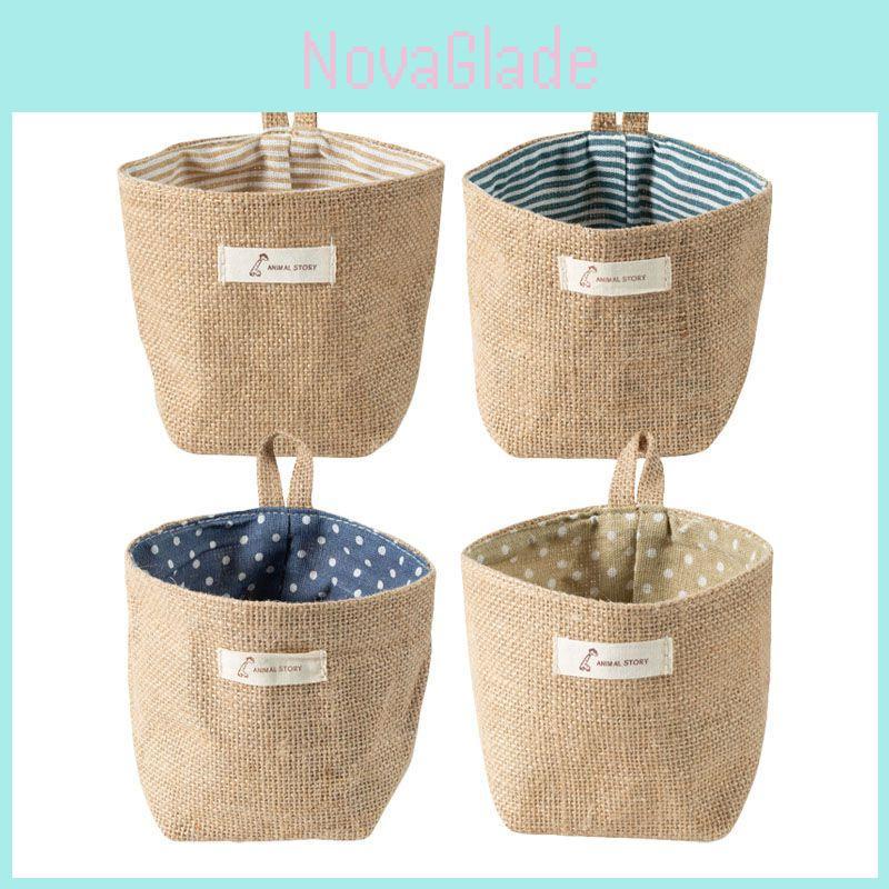 Chic Cotton Linen Wall-mounted Mini Storage Basket For Kids Toy And Sundries Storage