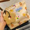 Ins Flat Top Bag Large Capacity Makeup Bag Cute Cartoon Bear Cosmetic Bag  Girly