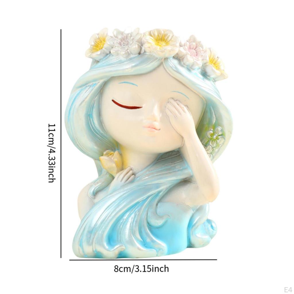Fairy Head Plant Pot Decorative Vase Creative Decor Cartoon Resin Ornament Girl Face Flower Planter