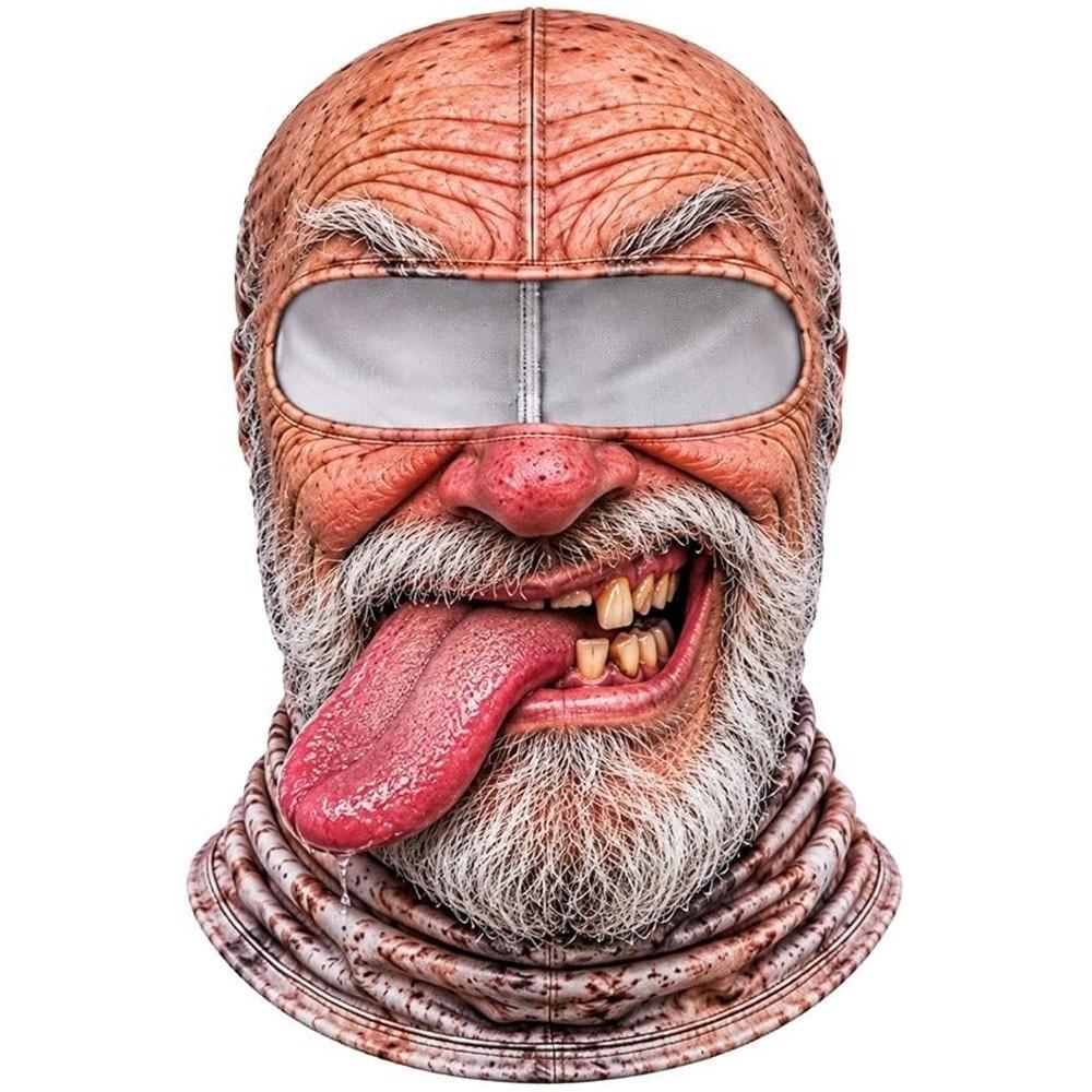 White Mustache Old Man Balaclava Face Mask Full Coverage Ski Mask Hood Winter Mask Cover For Men