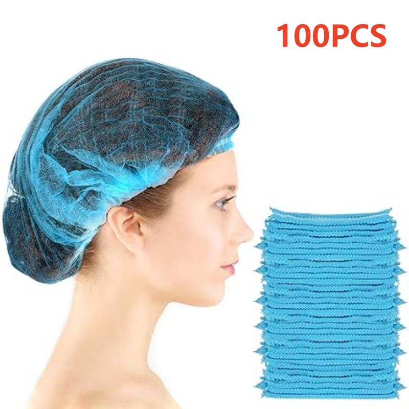 21" Disposable Bouffant Caps Non Woven Hair Net Covers Shower Caps Dust-free Beauty Spa Salon Tattoo Hotel Travel Bath Hats