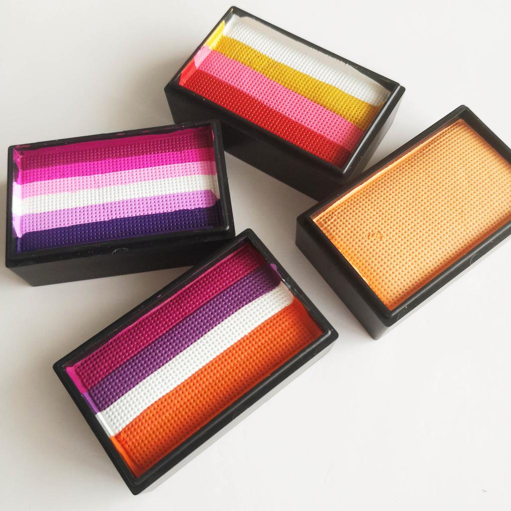 35g One Stroke Rainbow Split Face Body Paint UV Glow Water Activated Cake Liner for Body Art